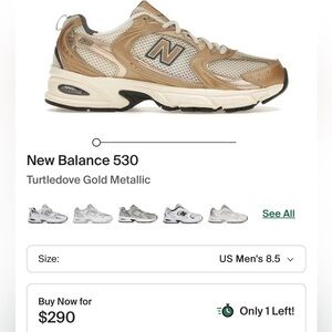 New Balance 530 Turtledove Gold Metallic Sneaker